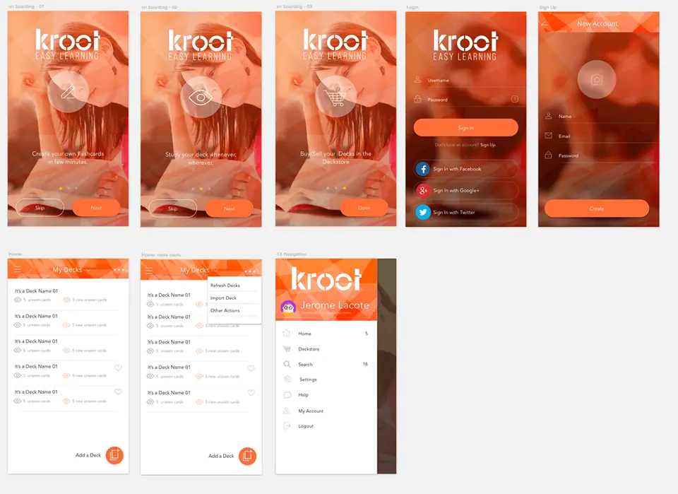 Kroot quiz app screens, image 2 of 4