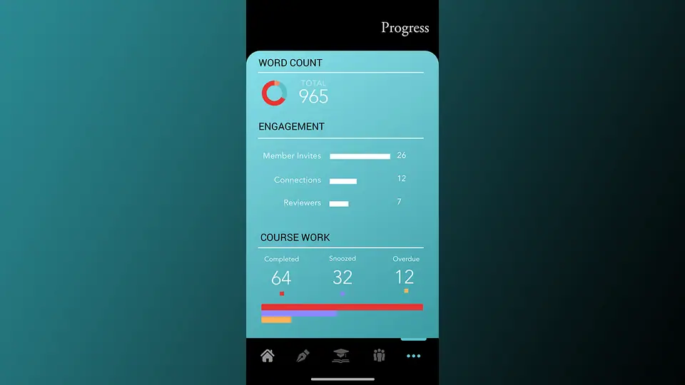 Opyrus writing app screens, image 3 of 6