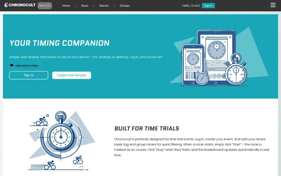 ChronoCult landing page: the user-friendly timer