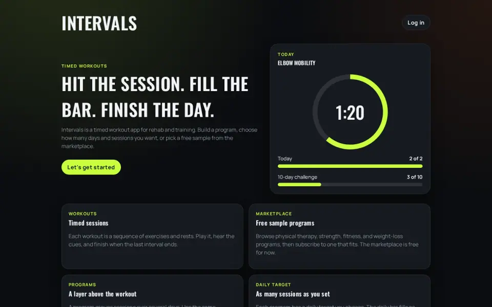 Intervals workout timer