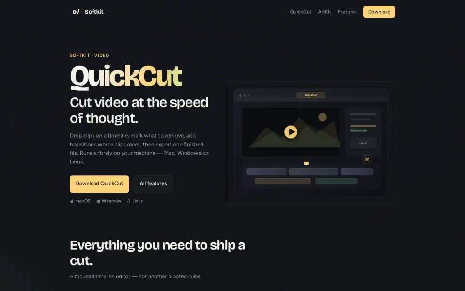 QuickCut video trimmer timeline